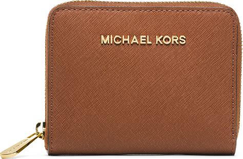 michael kors small wallet brown|Michael Kors brown leather wallet.